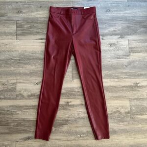 Zara Red high-waisted skinny faux leather legging pants